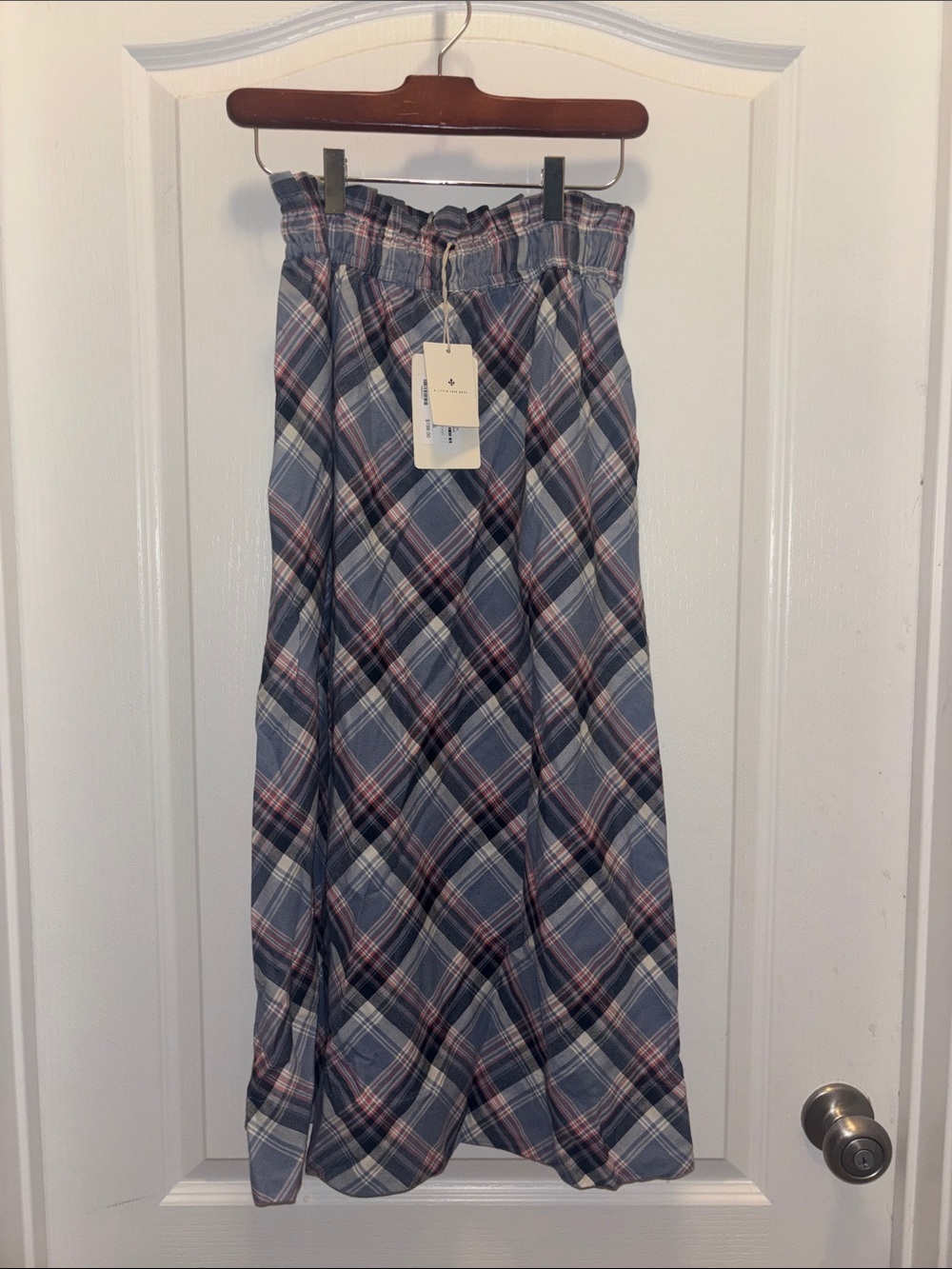 MAREA by Lil Joy Lydia Skirt Harbor Blue Check Plaid XS NWT Retails $198